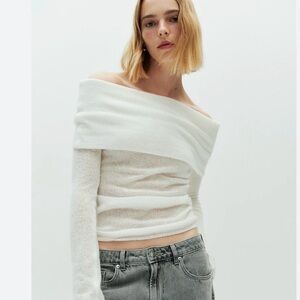 H&M Off-Shoulder White Sweater